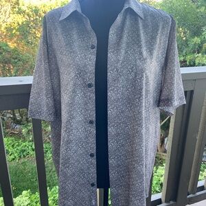 Tommy Bahama Grey Dri Fit Hawaiian Shirt Size Large